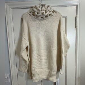 Ermanno Scervino Cream Chunky Chain Cowl-Neck Sweater